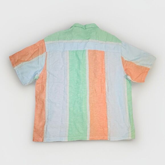 Asos Design Boxy Colorful Stripe Linen Blend Button Up Shirt Men's LARGE NWT - Picture 2 of 8